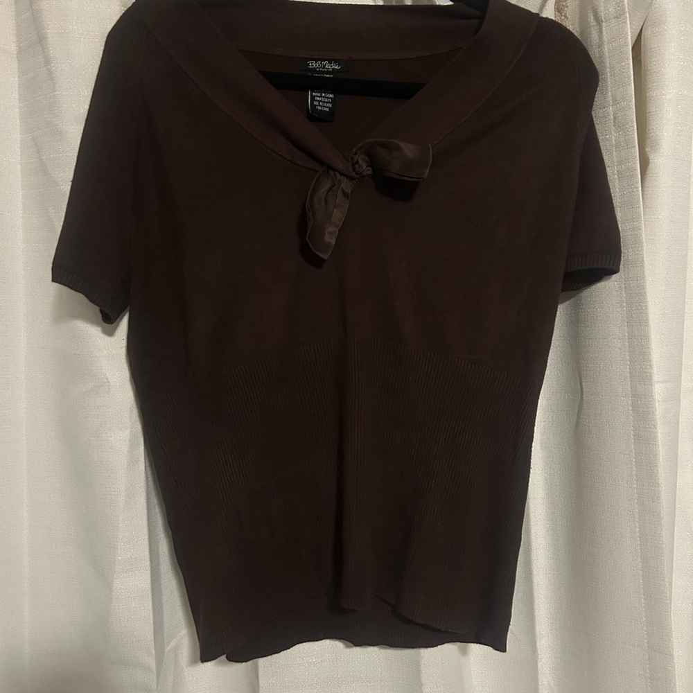 Bob Mackie Chocolate Short Sleeve Top